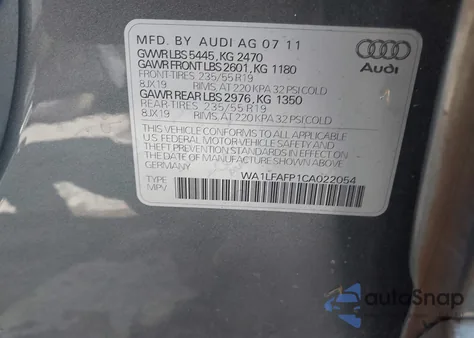 2012 Audi Q5 2.0T Premium z USA, uszkodzony, nr VIN WA1LFAFP1CA022054